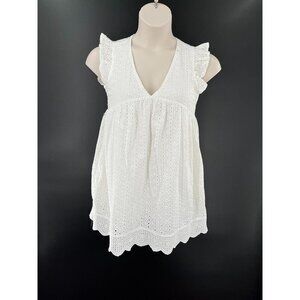 Talulah Eyelet Babydoll Dress White I've Got A Secret  Size S Built in Romper